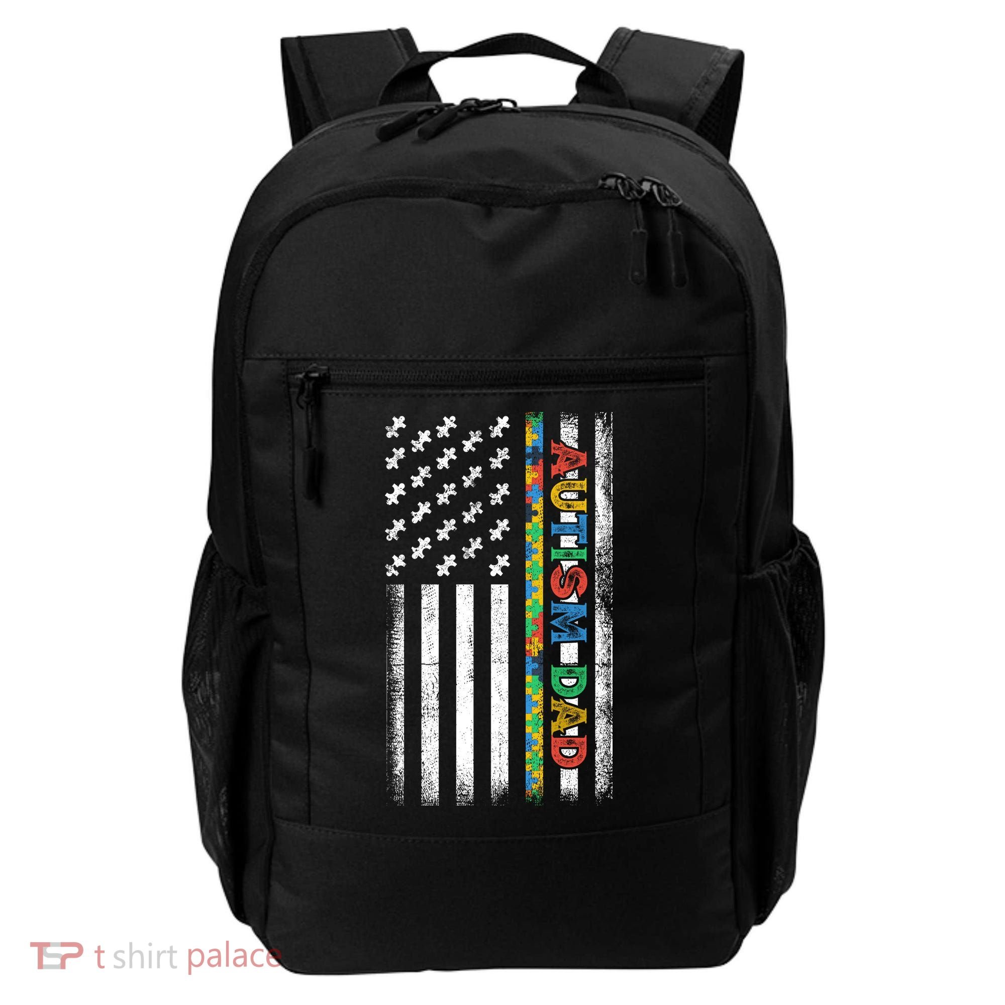 Autism Dad Awareness American Flag USA Backpack