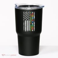 Autism Dad Awareness American Flag USA Tumbler thumb 0