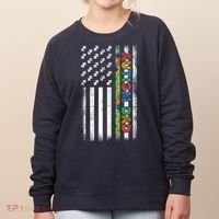 Autism Dad Awareness American Flag USA Women's Sweatshirt thumb 0