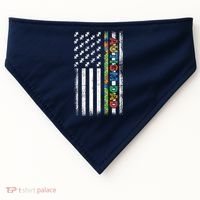 Autism Dad Awareness American Flag USA USA-Made Doggie Bandana thumb 0