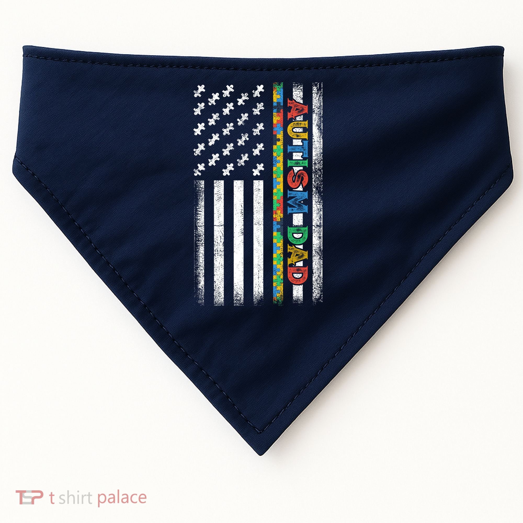 Autism Dad Awareness American Flag USA USA-Made Doggie Bandana