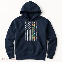Autism Dad Awareness American Flag USA Hoodie thumb 0