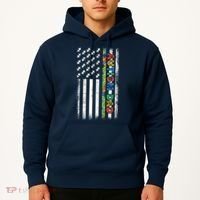 Autism Dad Awareness American Flag USA Hoodie thumb 2