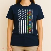 Autism Dad Awareness American Flag USA T-Shirt thumb 4