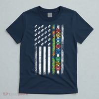 Autism Dad Awareness American Flag USA T-Shirt thumb 5