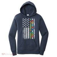 Autism Dad Awareness American Flag USA Women's Hoodie thumb 0
