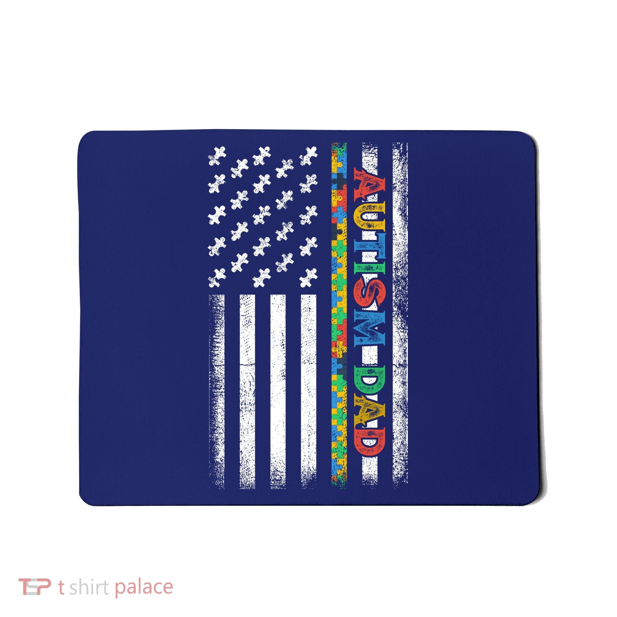 Autism Dad Awareness American Flag USA Mousepad