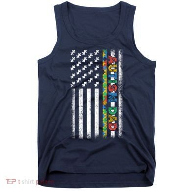 Autism Dad Awareness American Flag USA Tank Top