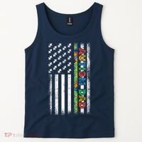 Autism Dad Awareness American Flag USA Tank Top thumb 2