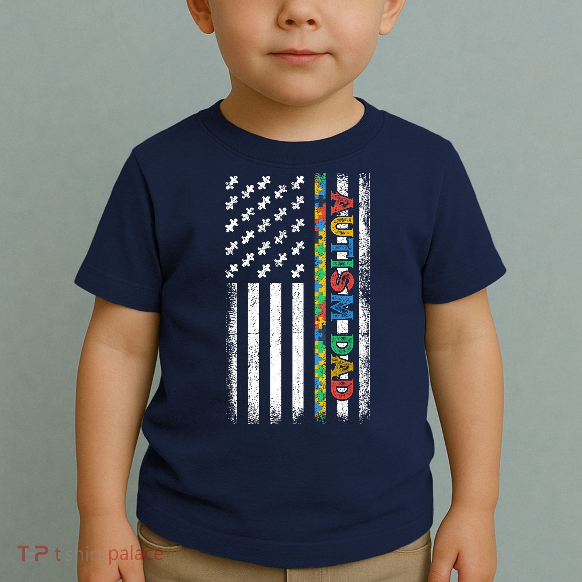 Autism Dad Awareness American Flag USA Toddler T-Shirt