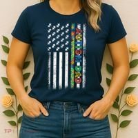 Autism Dad Awareness American Flag USA Women's T-Shirt thumb 2