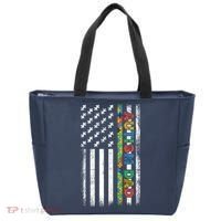 Autism Dad Awareness American Flag USA Tote Bag thumb 0