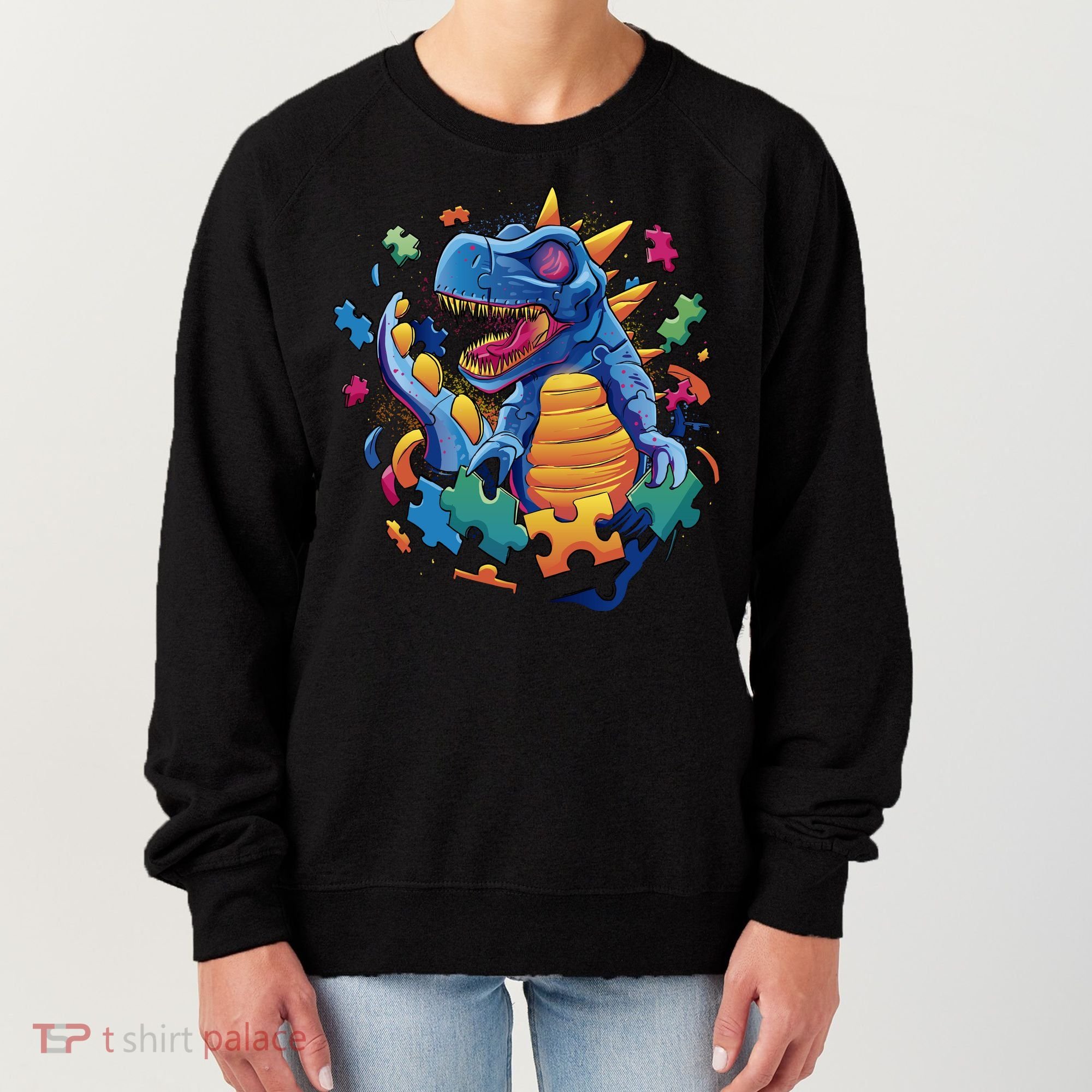 Autism Dinosaur And Puzzle Pieces Women's Sweatshirt