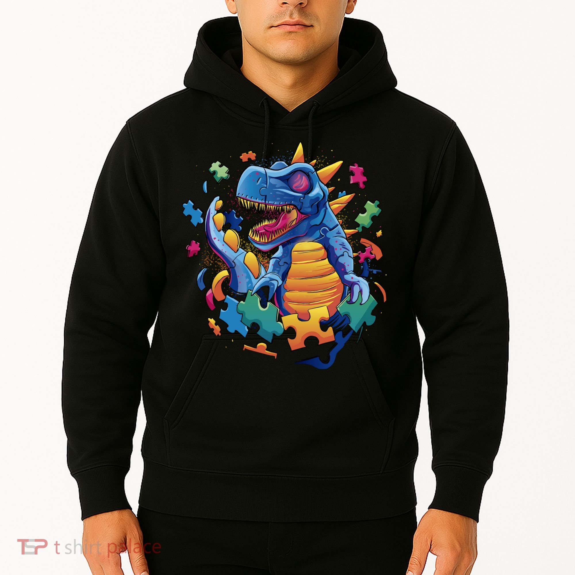 Autism Dinosaur And Puzzle Pieces Hoodie