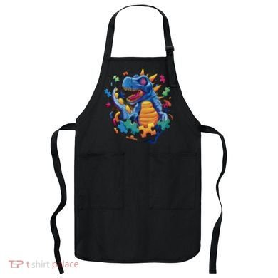 Autism Dinosaur And Puzzle Pieces Apron