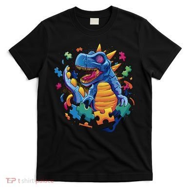 Autism Dinosaur And Puzzle Pieces T-Shirt