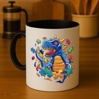 Autism Dinosaur And Puzzle Pieces Coffee Mug thumb 4