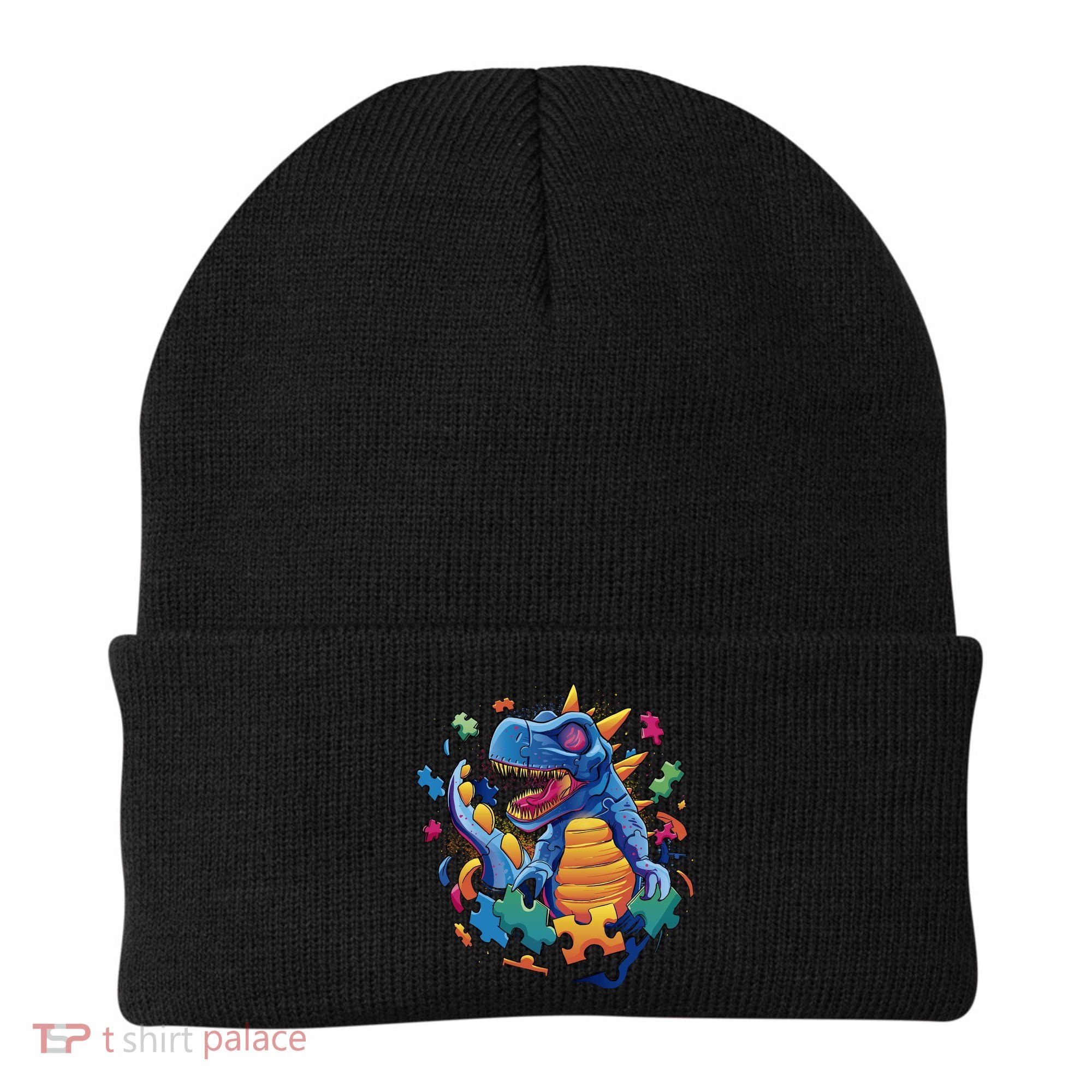 Autism Dinosaur And Puzzle Pieces Beanie