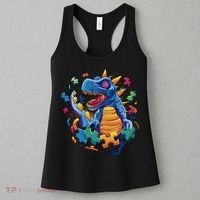Autism Dinosaur And Puzzle Pieces Women's Tank Top thumb 3