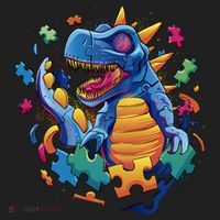 Autism Dinosaur And Puzzle Pieces Hat thumb 2