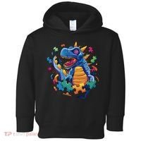 Autism Dinosaur And Puzzle Pieces Toddler Hoodie thumb 0