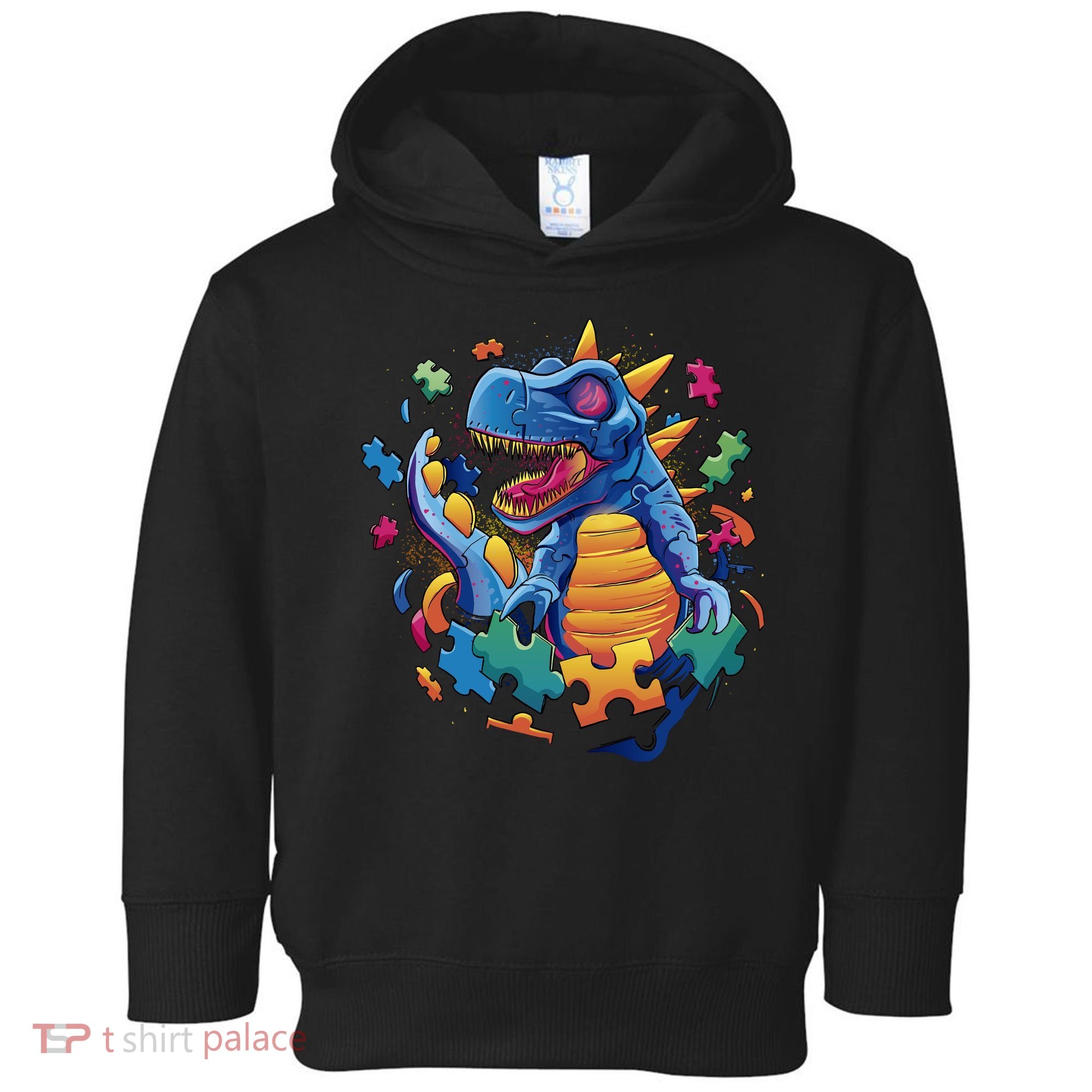 Autism Dinosaur And Puzzle Pieces Toddler Hoodie