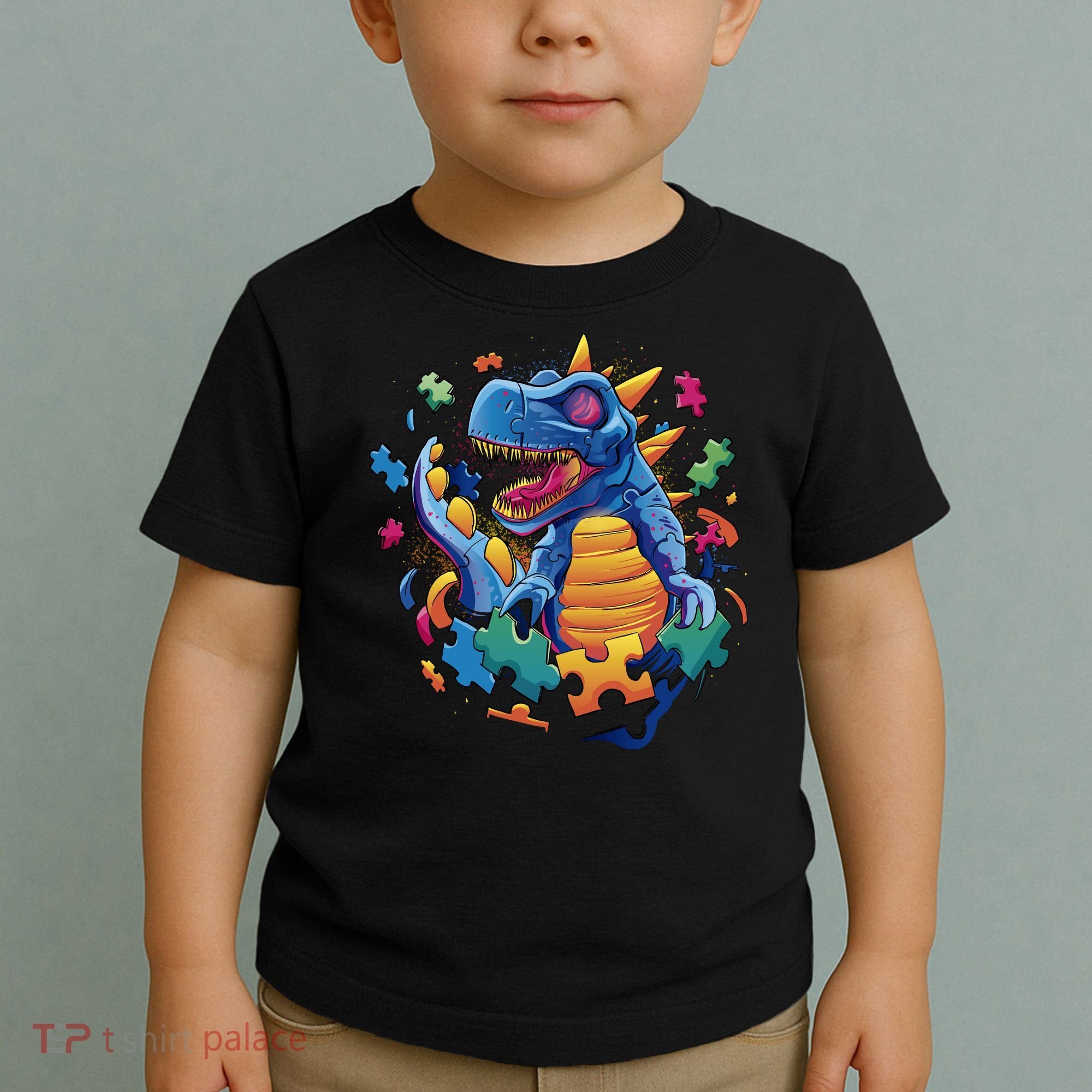Autism Dinosaur And Puzzle Pieces Toddler T-Shirt