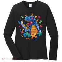 Autism Dinosaur And Puzzle Pieces Women's Long Sleeve Shirt thumb 0