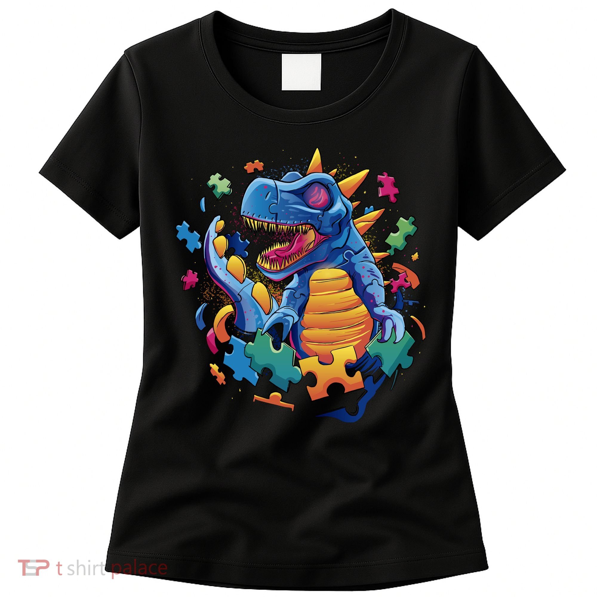 Autism Dinosaur And Puzzle Pieces Women's T-Shirt