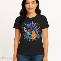 Autism Dinosaur And Puzzle Pieces Women's T-Shirt thumb 4
