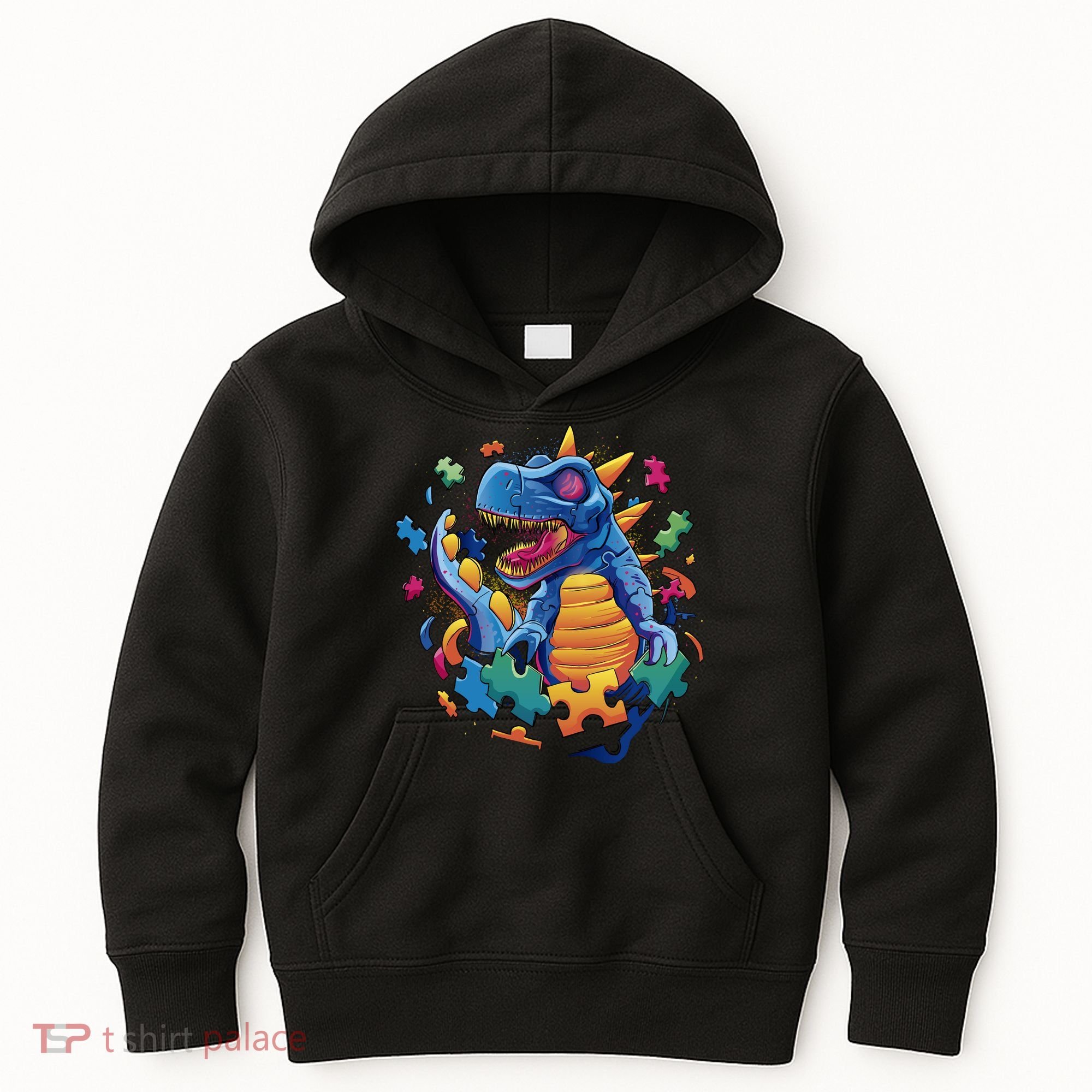 Autism Dinosaur And Puzzle Pieces Kids Hoodie