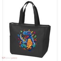 Autism Dinosaur And Puzzle Pieces Tote Bag thumb 3