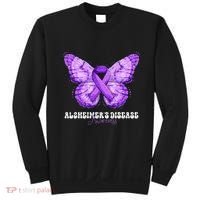 Alzheimers Disease Awareness Month Purple Ribbon Butterfly Sweatshirt thumb 0