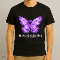 Alzheimers Disease Awareness Month Purple Ribbon Butterfly T-Shirt thumb 3