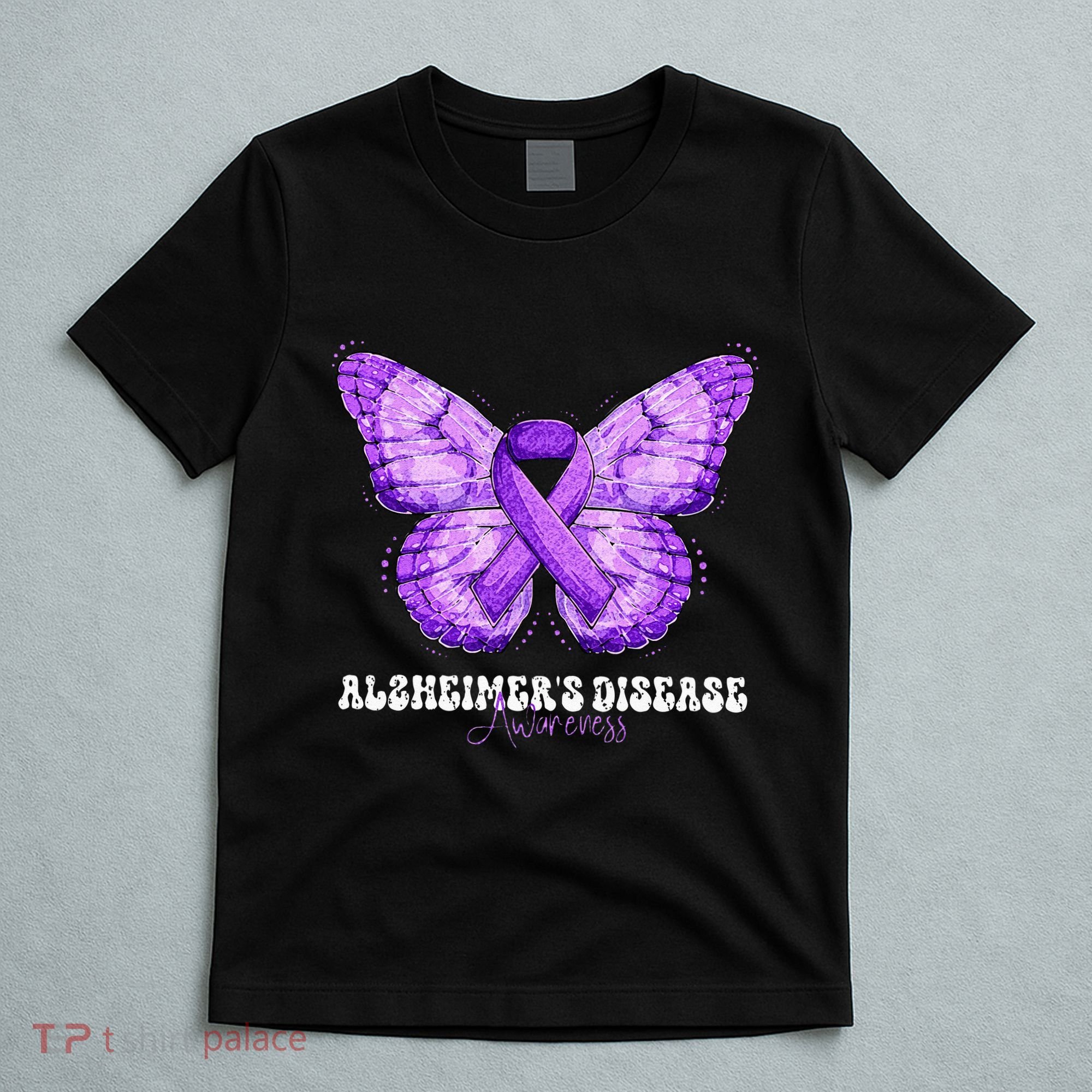 Alzheimers Disease Awareness Month Purple Ribbon Butterfly T-Shirt