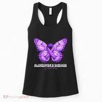 Alzheimers Disease Awareness Month Purple Ribbon Butterfly Women's Tank Top thumb 0