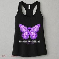 Alzheimers Disease Awareness Month Purple Ribbon Butterfly Women's Tank Top thumb 3