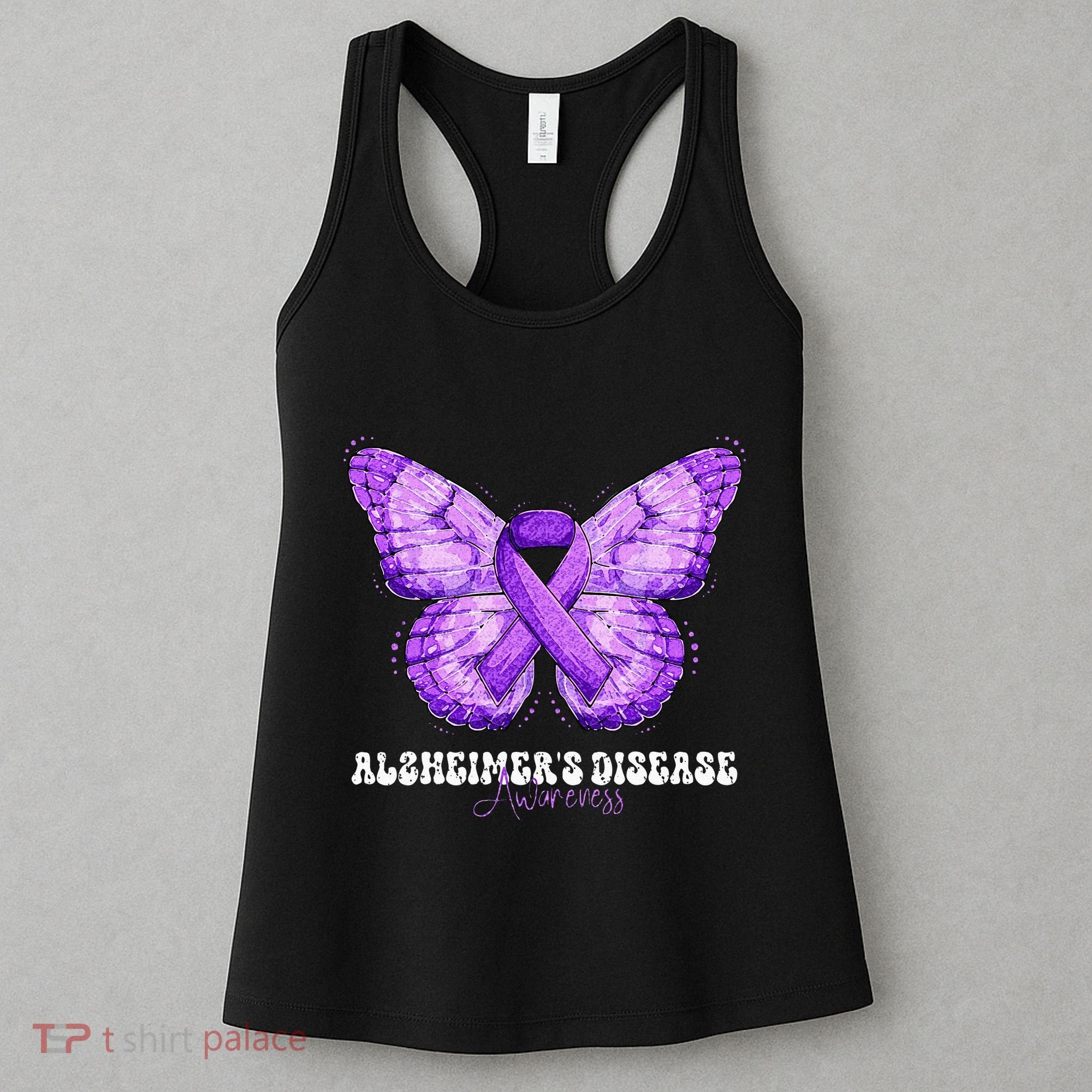 Alzheimers Disease Awareness Month Purple Ribbon Butterfly Women's Tank Top