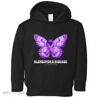 Alzheimers Disease Awareness Month Purple Ribbon Butterfly Toddler Hoodie thumb 0
