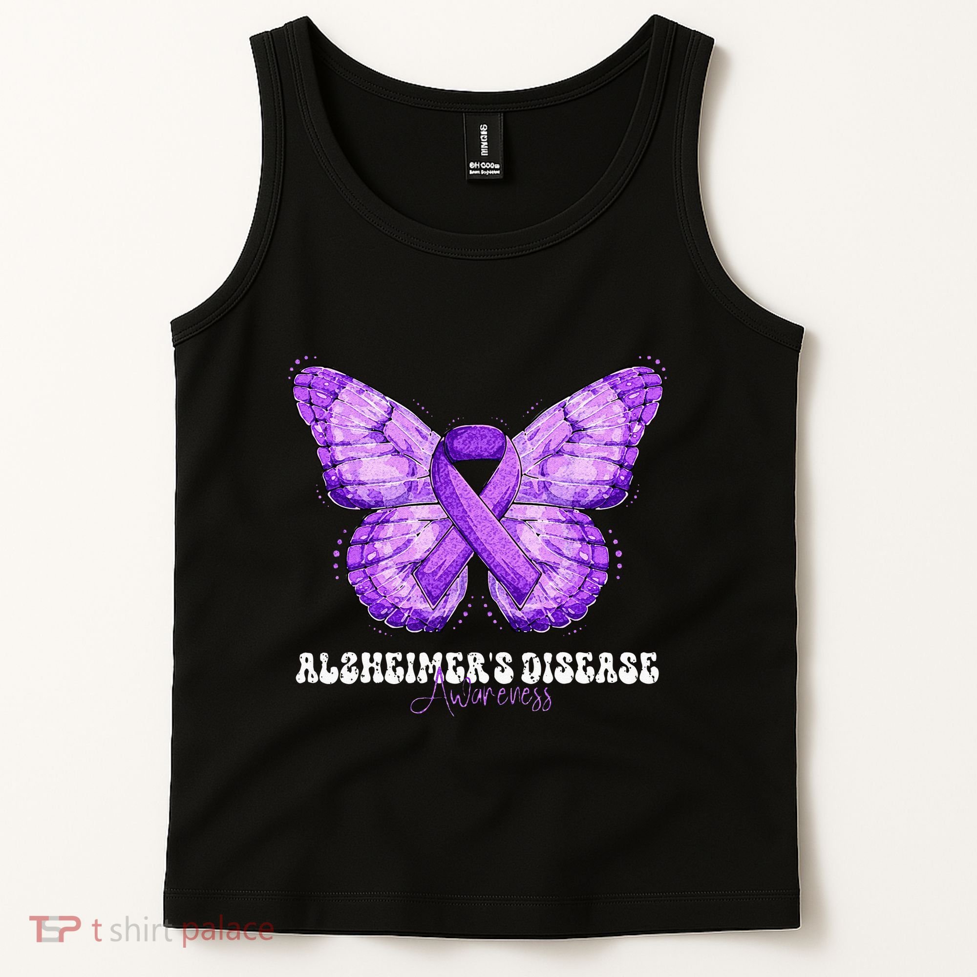 Alzheimers Disease Awareness Month Purple Ribbon Butterfly Tank Top