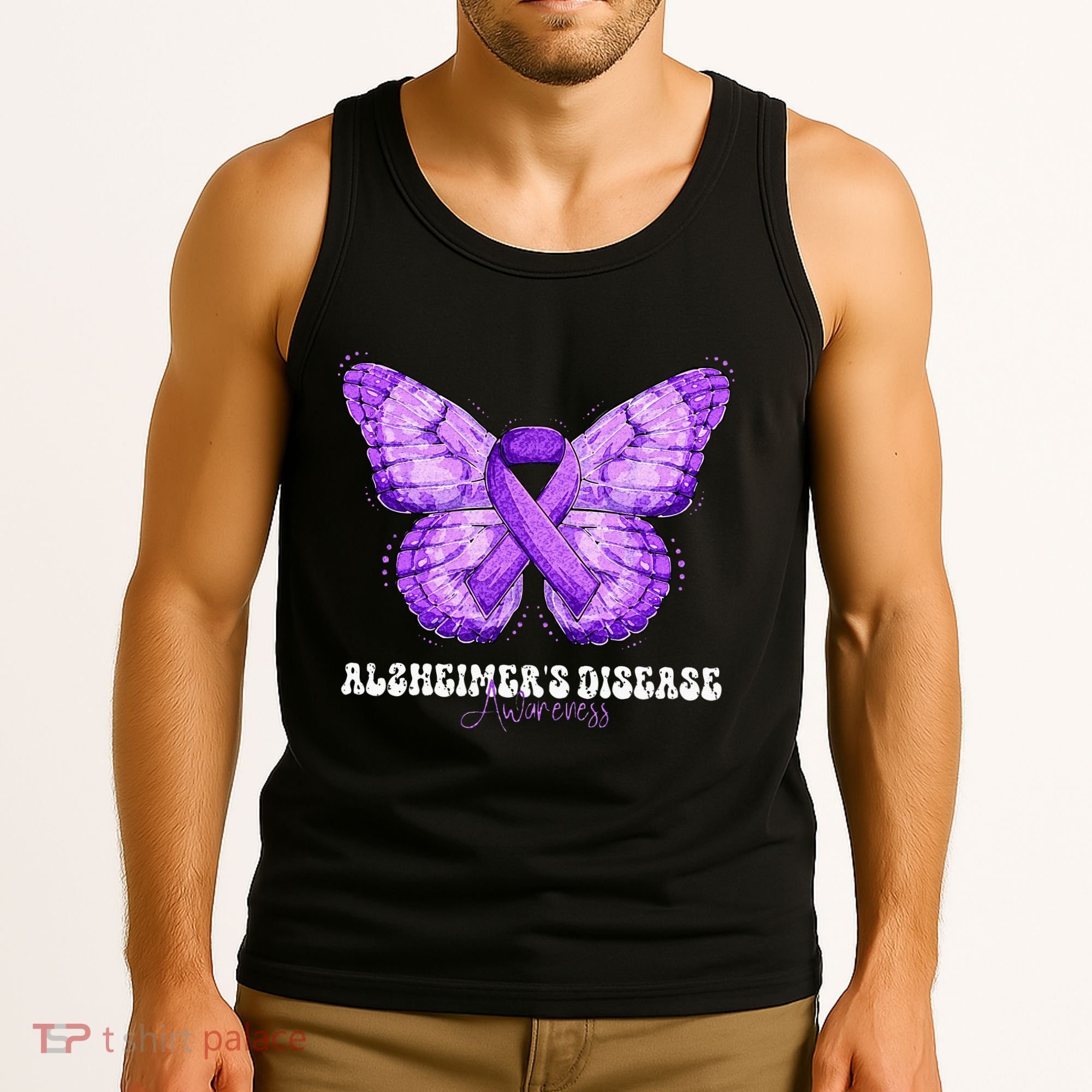 Alzheimers Disease Awareness Month Purple Ribbon Butterfly Tank Top