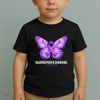 Alzheimers Disease Awareness Month Purple Ribbon Butterfly Toddler T-Shirt thumb 2
