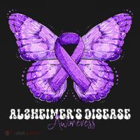 Alzheimers Disease Awareness Month Purple Ribbon Butterfly Women's Long Sleeve Shirt thumb 2