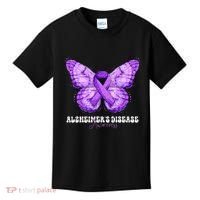 Alzheimers Disease Awareness Month Purple Ribbon Butterfly Kids T-Shirt thumb 0