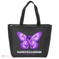 Alzheimers Disease Awareness Month Purple Ribbon Butterfly Tote Bag thumb 0