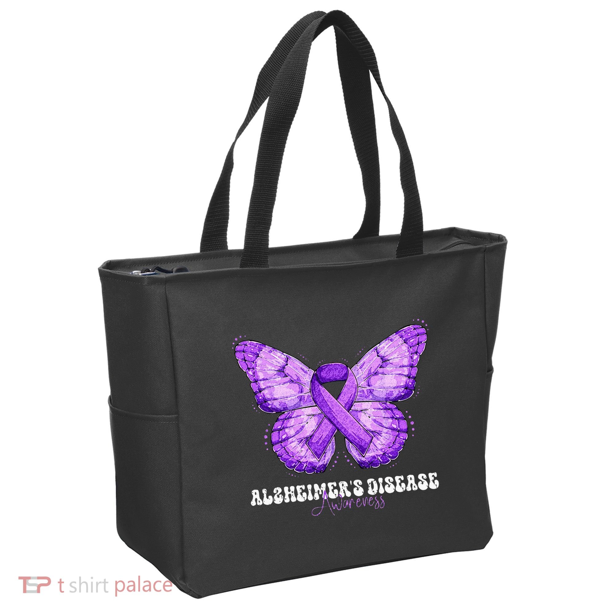 Alzheimers Disease Awareness Month Purple Ribbon Butterfly Tote Bag