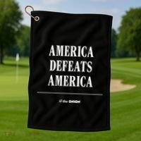 America Defeats America Golf Towel thumb 1