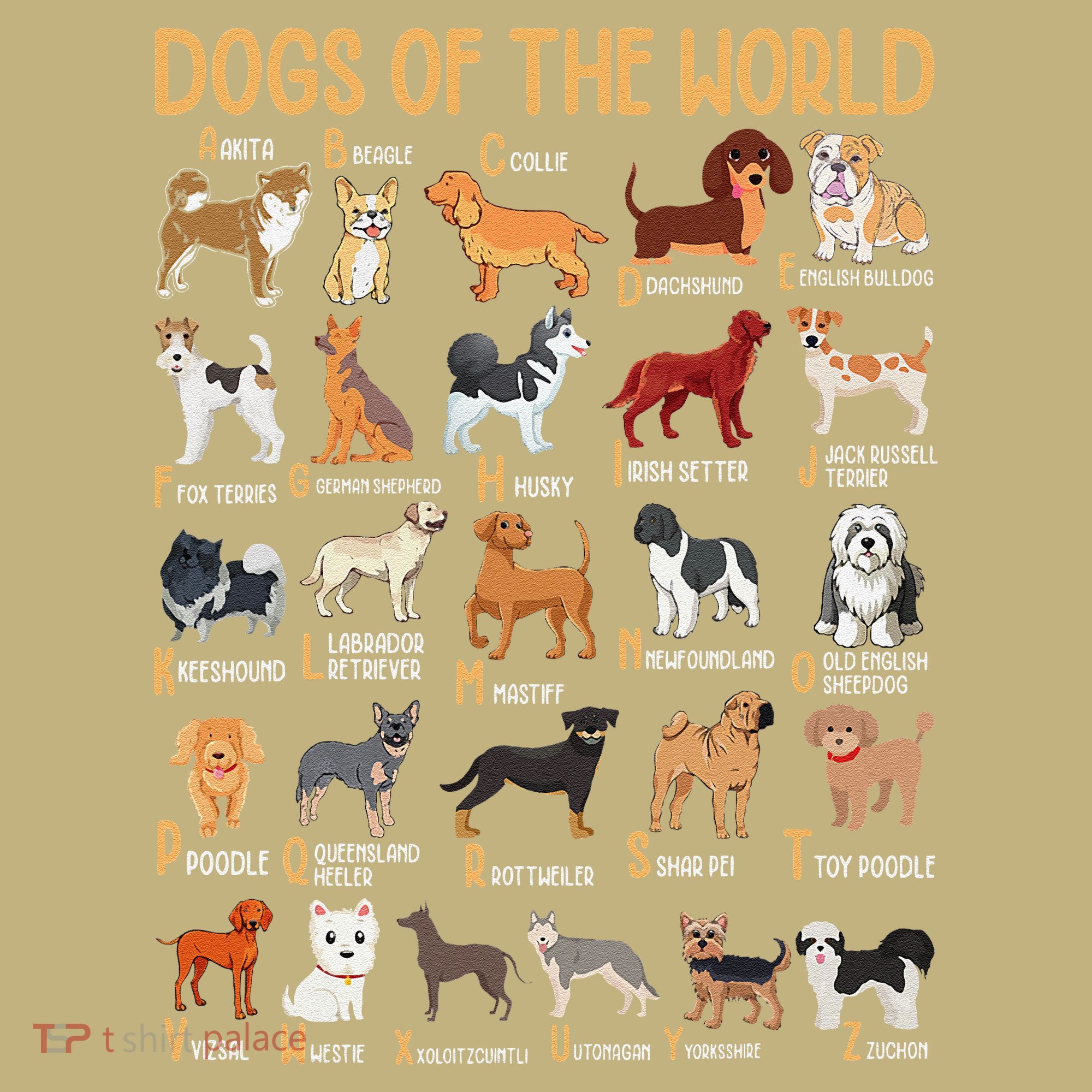 Alphabet Dog Breeds Various Kawaii Cartoon Dogs Dog Sweatshirt