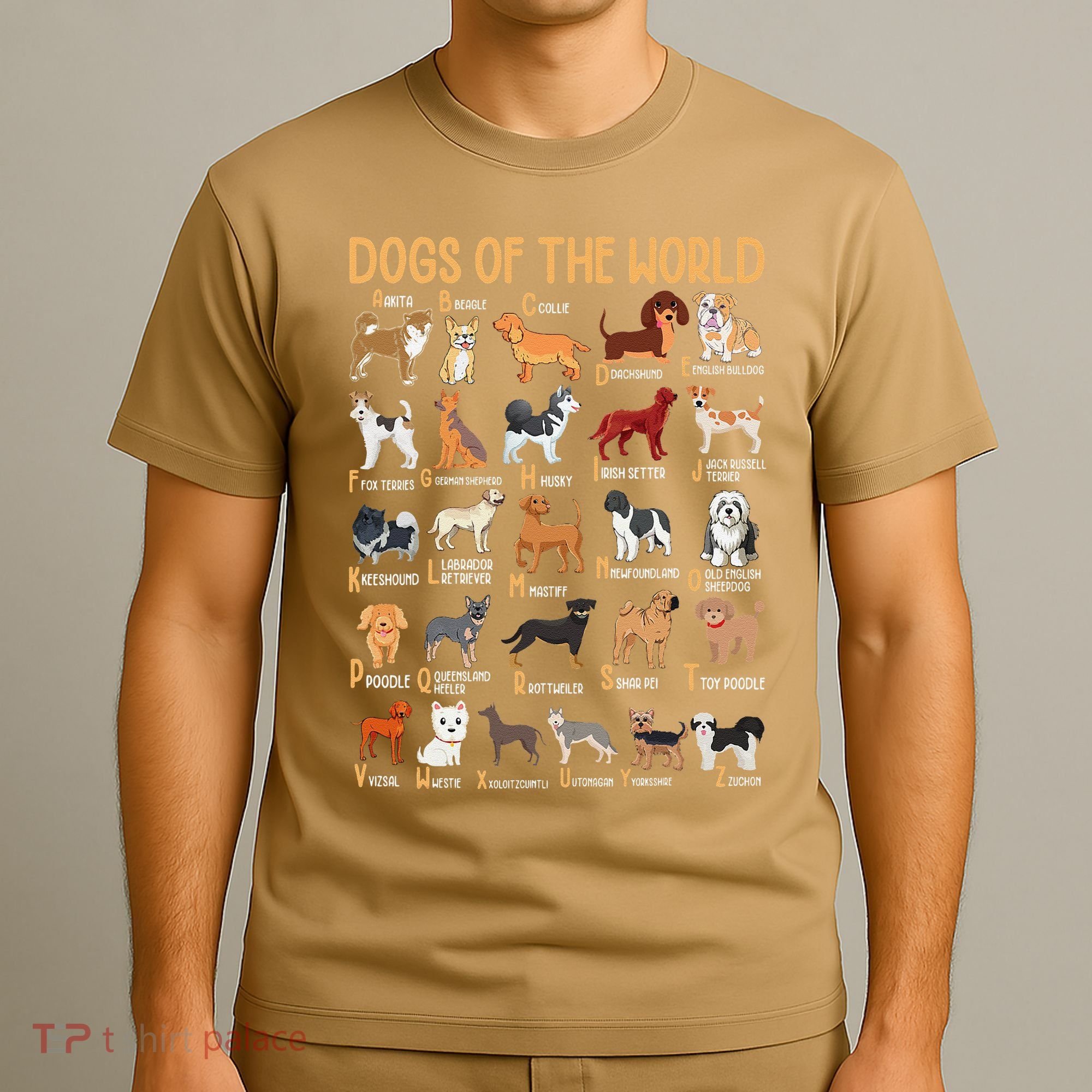 Alphabet Dog Breeds Various Kawaii Cartoon Dogs Dog T-Shirt