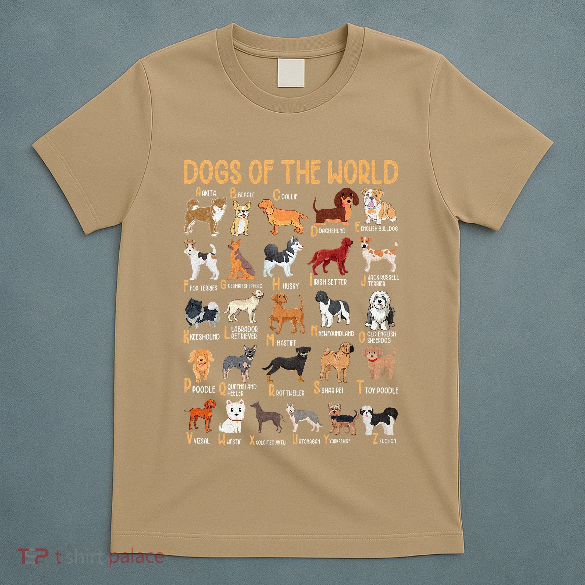 Alphabet Dog Breeds Various Kawaii Cartoon Dogs Dog T-Shirt
